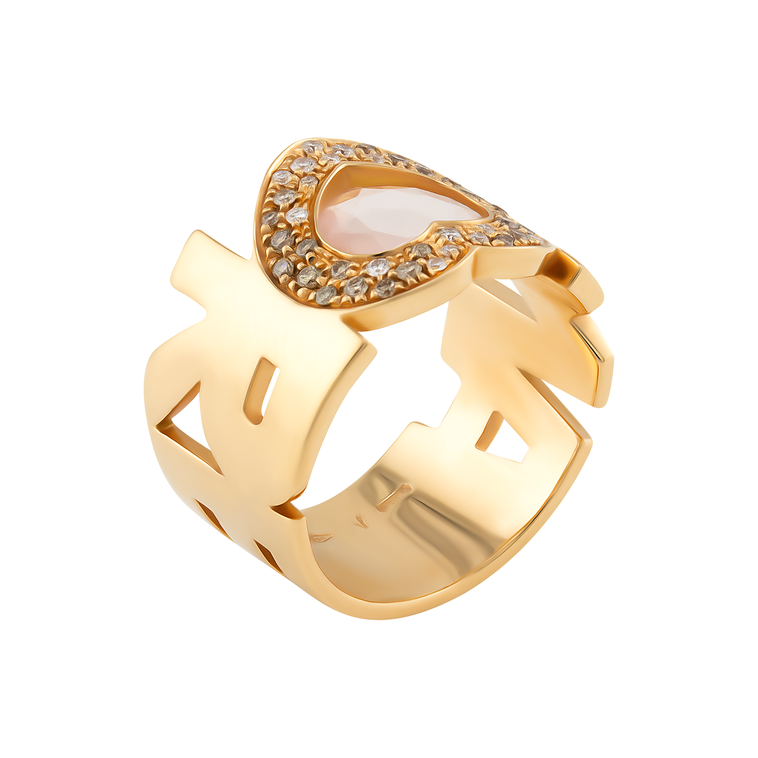 Pasquale Bruni - Amore Small Band Ring in 18k Rose Gold with White