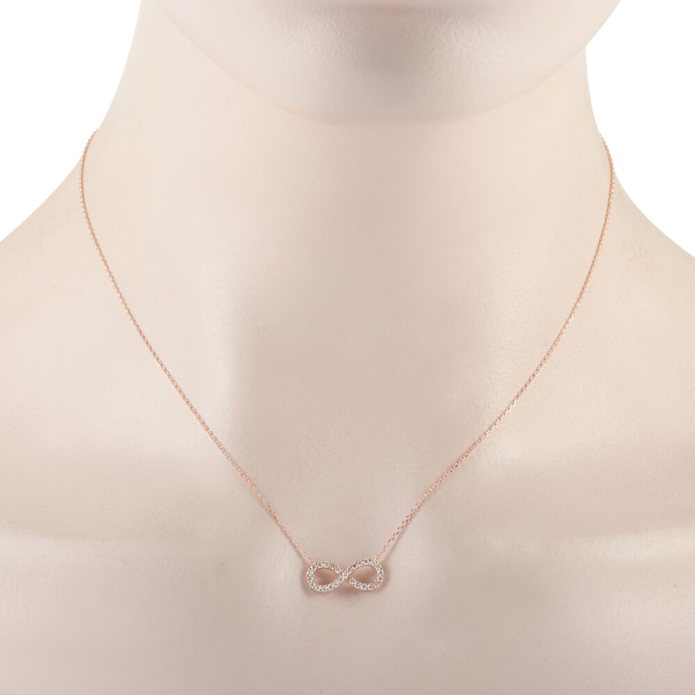 14K Rose Gold 0.30ct Diamond Infinity Symbol Necklace