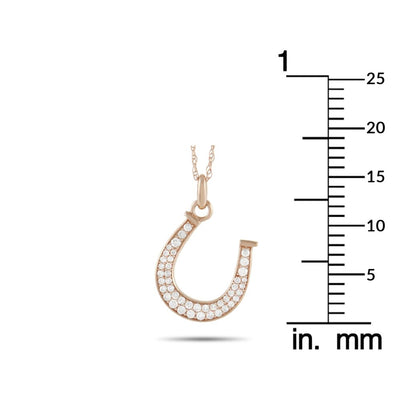 14K Rose Gold 0.18 ct Diamond Horseshoe Pendant Necklace