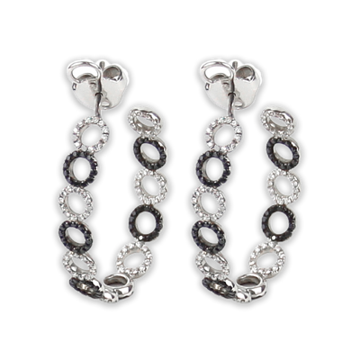 ECJ Collection 18K White Gold Black & White Diamond Earrings