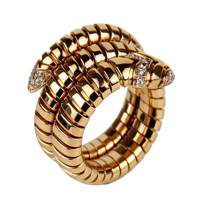 Bulgari Serpenti Tubogas 18K Rose Gold Diamond Ring