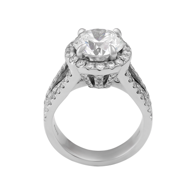 ECJ Collection 18K White Gold GIA Diamond Pave Ring 3.01ct.