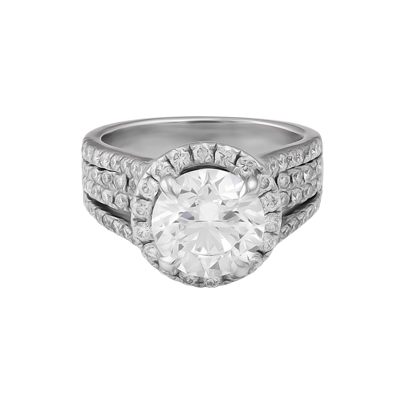 ECJ Collection 18K White Gold GIA Diamond Pave Ring 3.01ct.