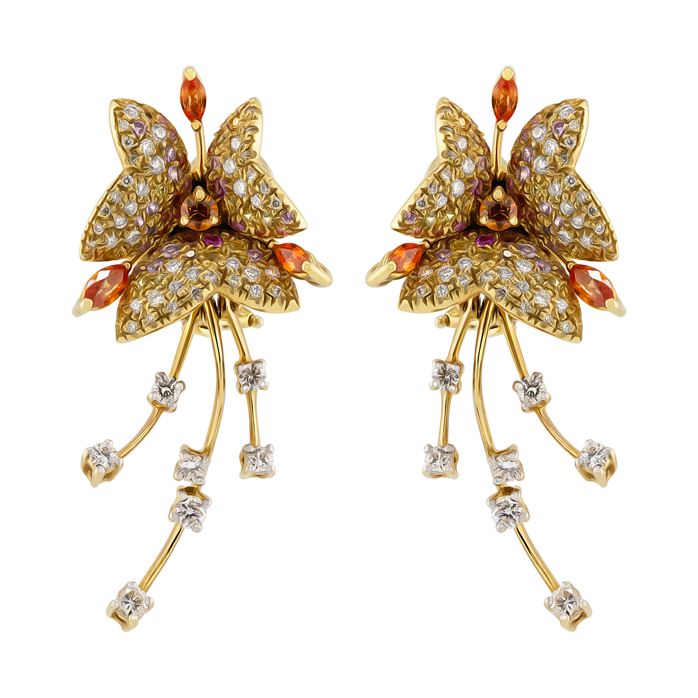 Stefan Hafner 18K Yellow Gold Diamond & Sapphire Earrings