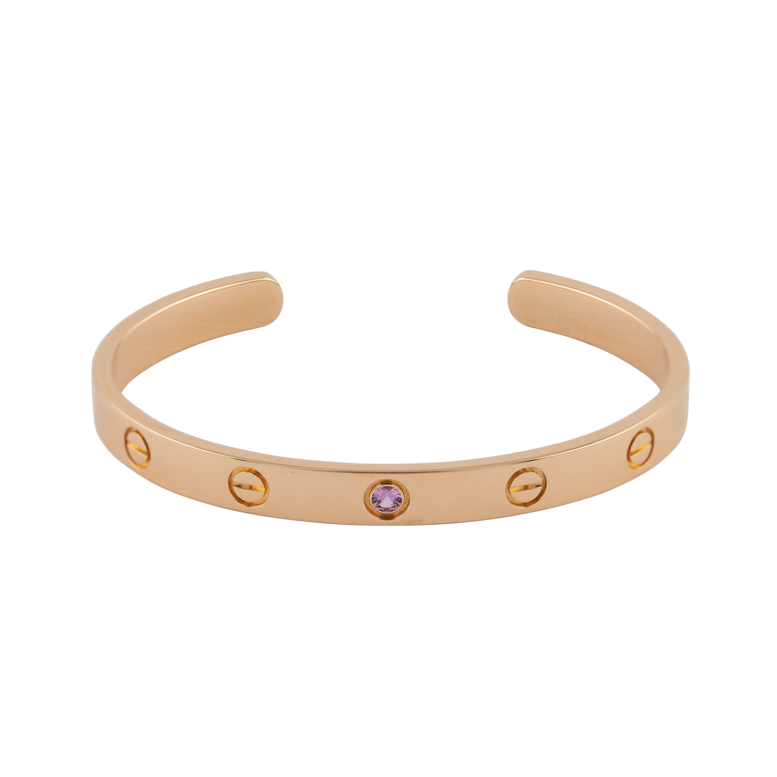 Cartier 18K Rose Gold Love Bracelet with Pink Sapphire – East
