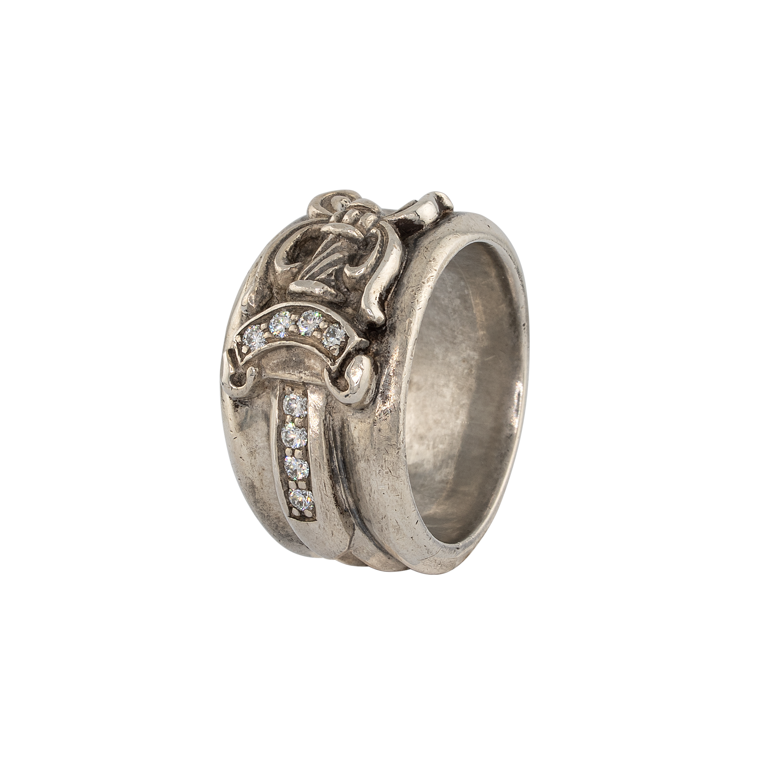Chrome Hearts Silver & Diamond Dagger Ring — .925 Sterling Silver