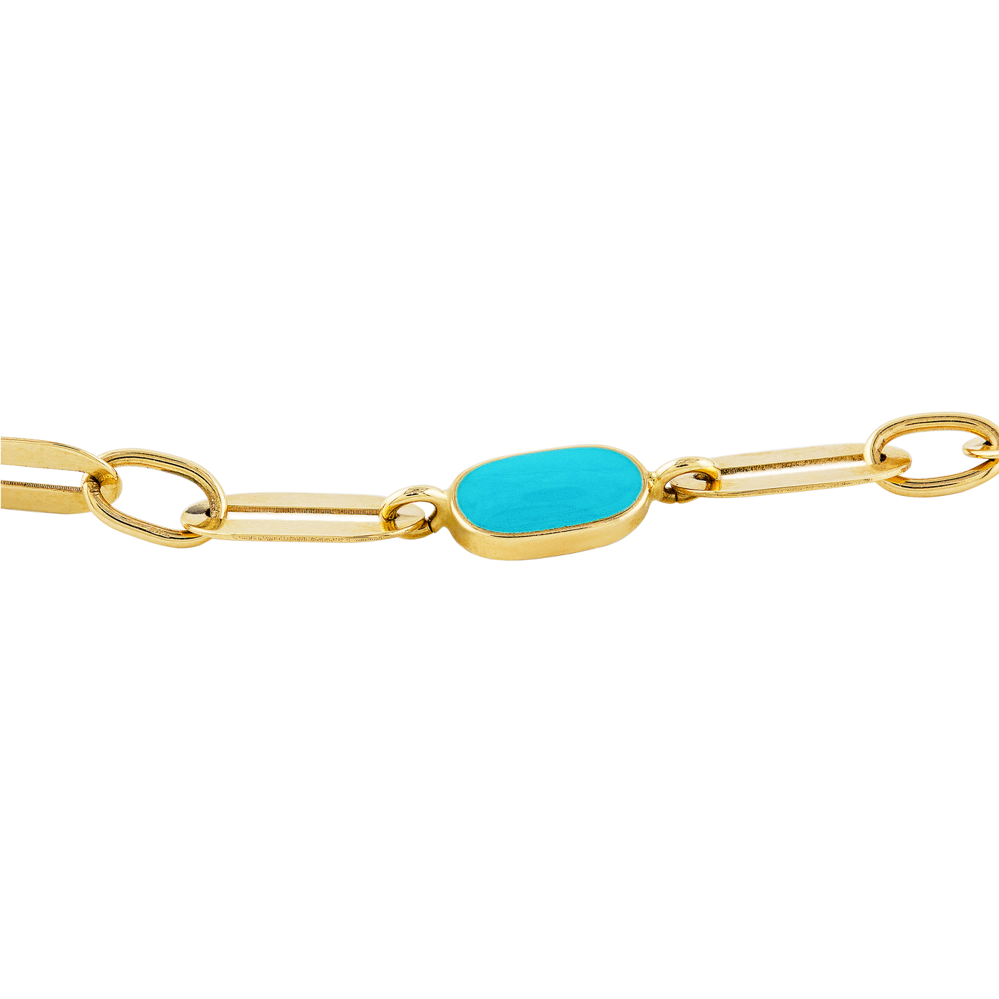 Turquoise Enamel Oval Link Necklace