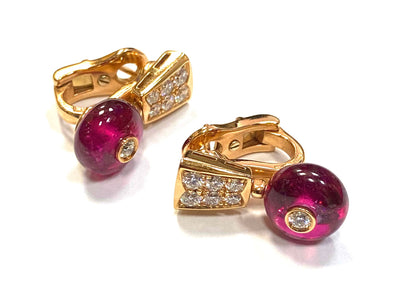 Bulgari Serpenti 18K Rose Gold Diamond & Rubellite Earrings