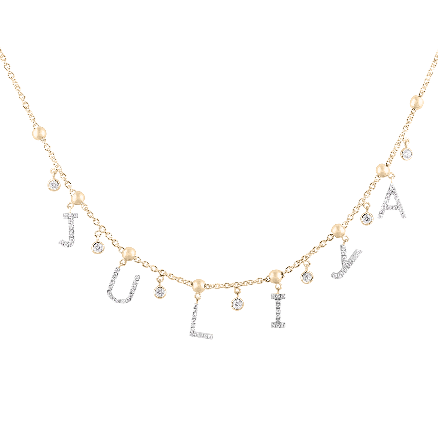 18K Gold Personalized Diamond Name Necklace