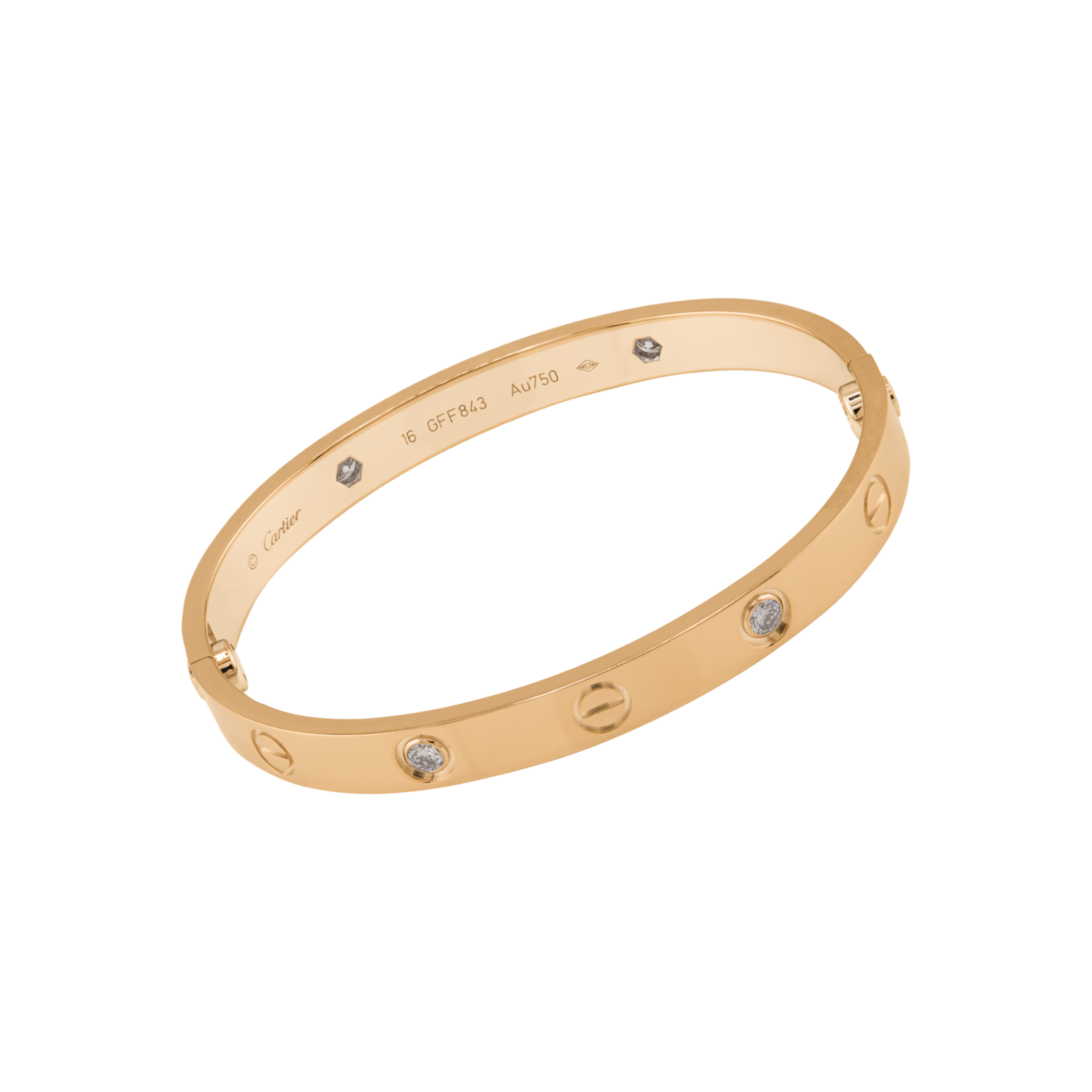 Cartier 18K Rose Gold Love Bracelet with 4 Diamonds East Coast