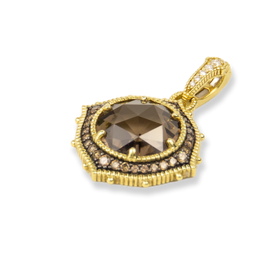 Judith Ripka 18K Yellow Gold Diamond & Quartz Pendant