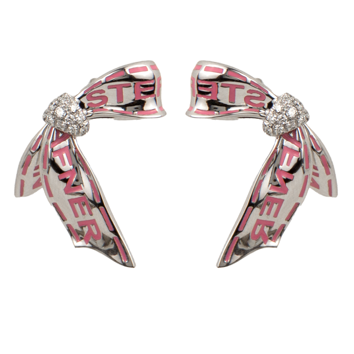 Stefan Hafner 18K White Gold Diamond Bow Earrings