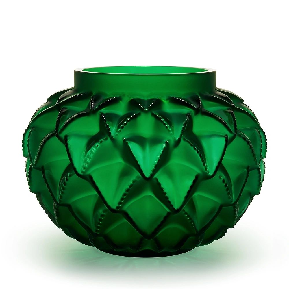LALIQUE LANGUEDOC GRAND VASE NUMBERED EDITION GREEN CRYSTAL - ecjmiami