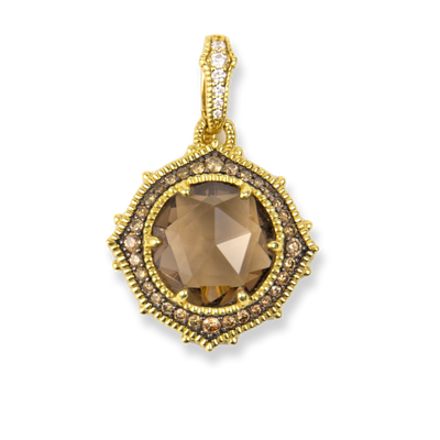 Judith Ripka 18K Yellow Gold Diamond & Quartz Pendant