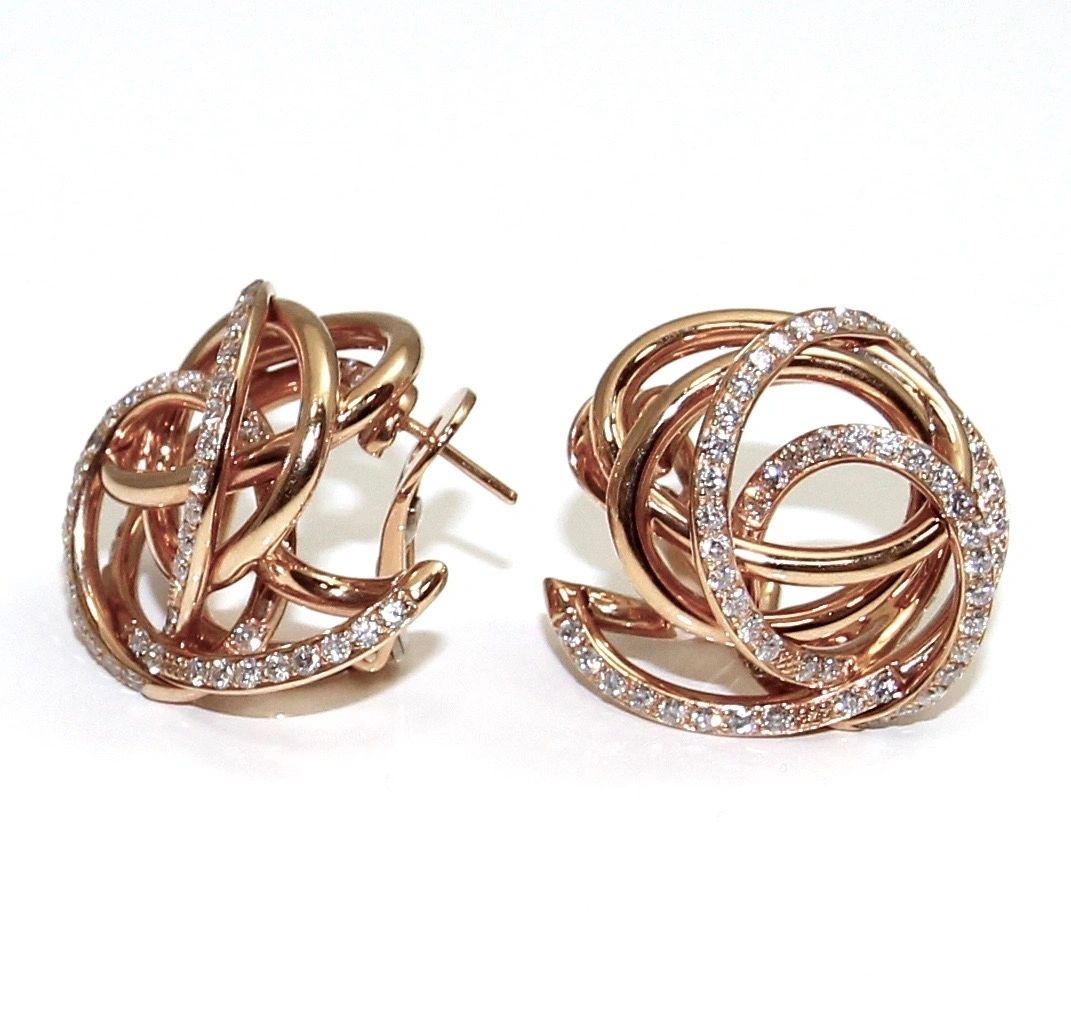 DE GRISOGONO 18K Rose Gold Diamond Earrings