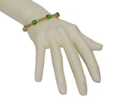Judith Ripka 18K Yellow Gold Green Quartz And Diamond Bracelet
