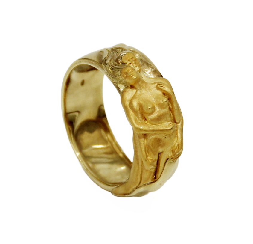Carrera Y Carrera Man and Women Nude Lovers Ring 18K Yellow Gold