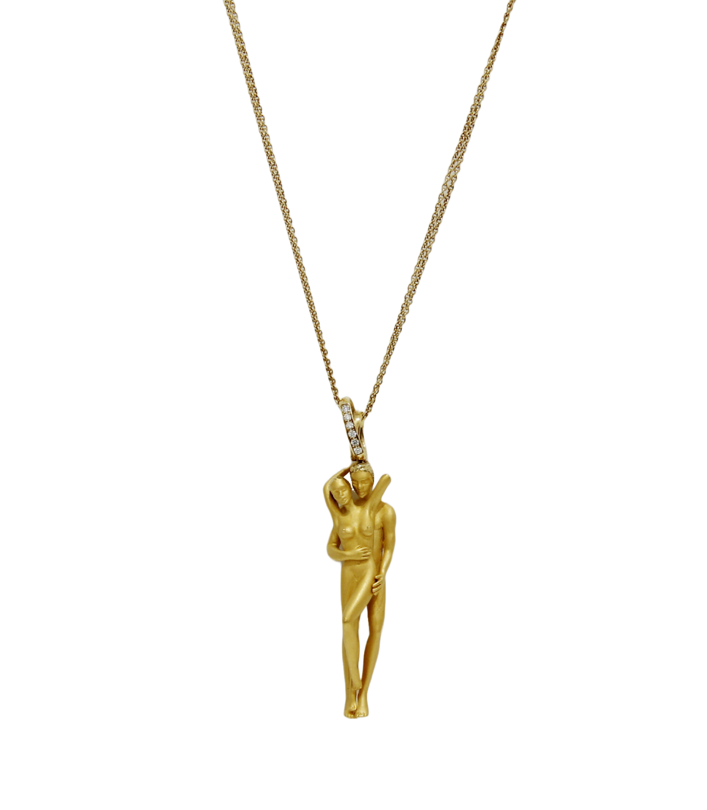 Carrera Y Carrera Man and Woman Nude Lovers Necklace 18K Yellow Gold