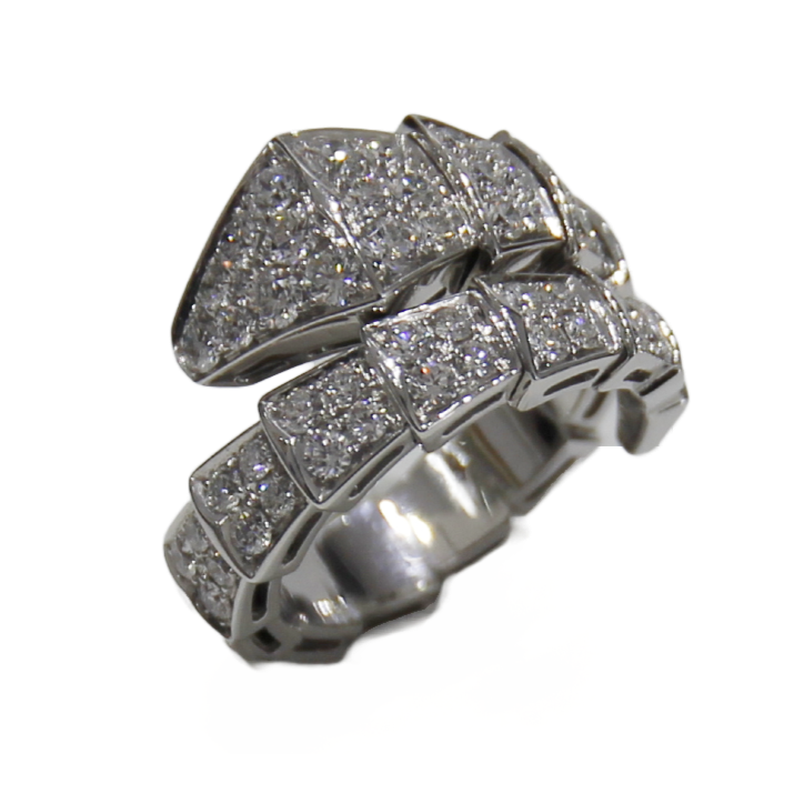 Bulgari Serpenti Viper Diamond Ring 18K White Gold