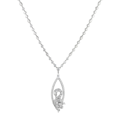 Graff 18K White Gold Diamond Swan Necklace