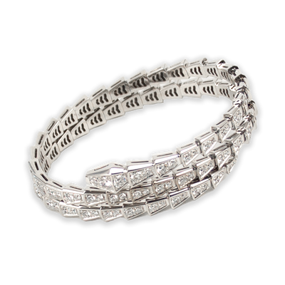 Bulgari Serpenti Viper two-coil 18K White Gold Diamond Bracelet