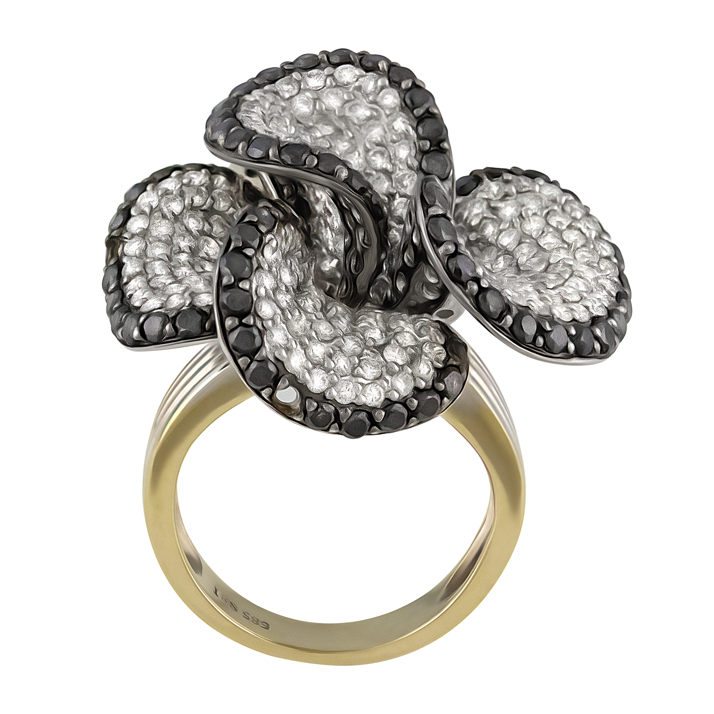 ECJ Collection 14K White Gold Diamond Flower Ring
