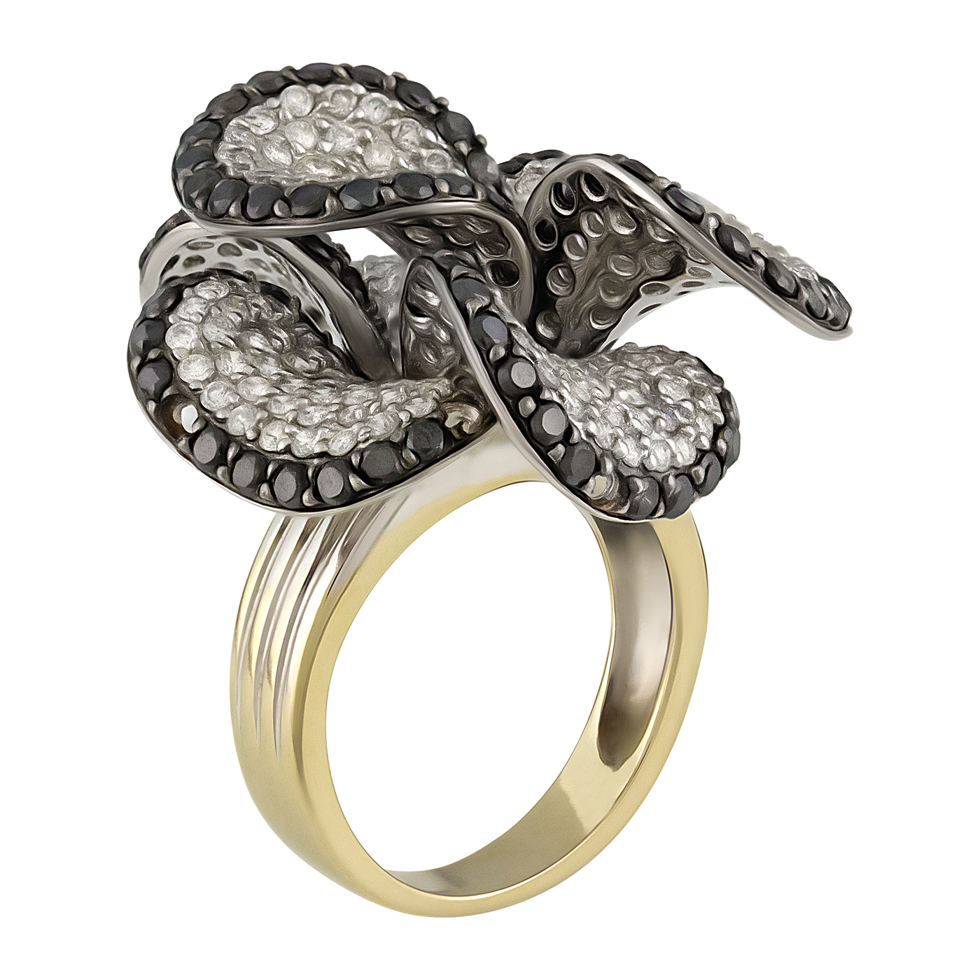 ECJ Collection 14K White Gold Diamond Flower Ring