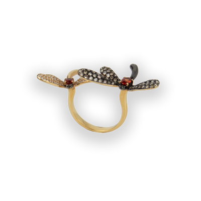 ECJ Collection 18K Rose Gold Diamond Dragonfly Ring