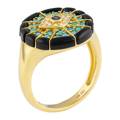 ECJ Collection 18K Yellow Gold 0.08ctw Diamond Eye Ring