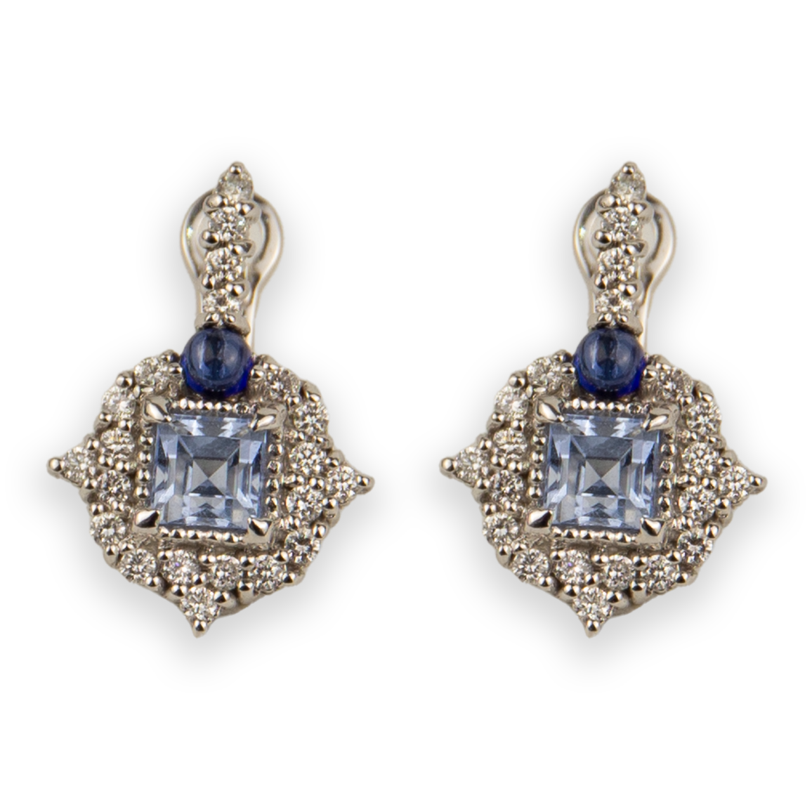Judith Ripka 18K White Gold Diamond & Quartz & Sapphire Earrings