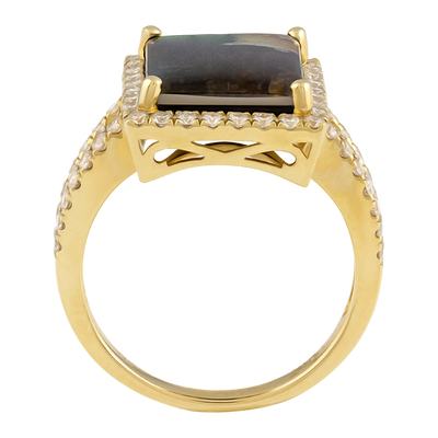 ECJ Collection 14K Yellow Gold Ammolite & Diamond Ring