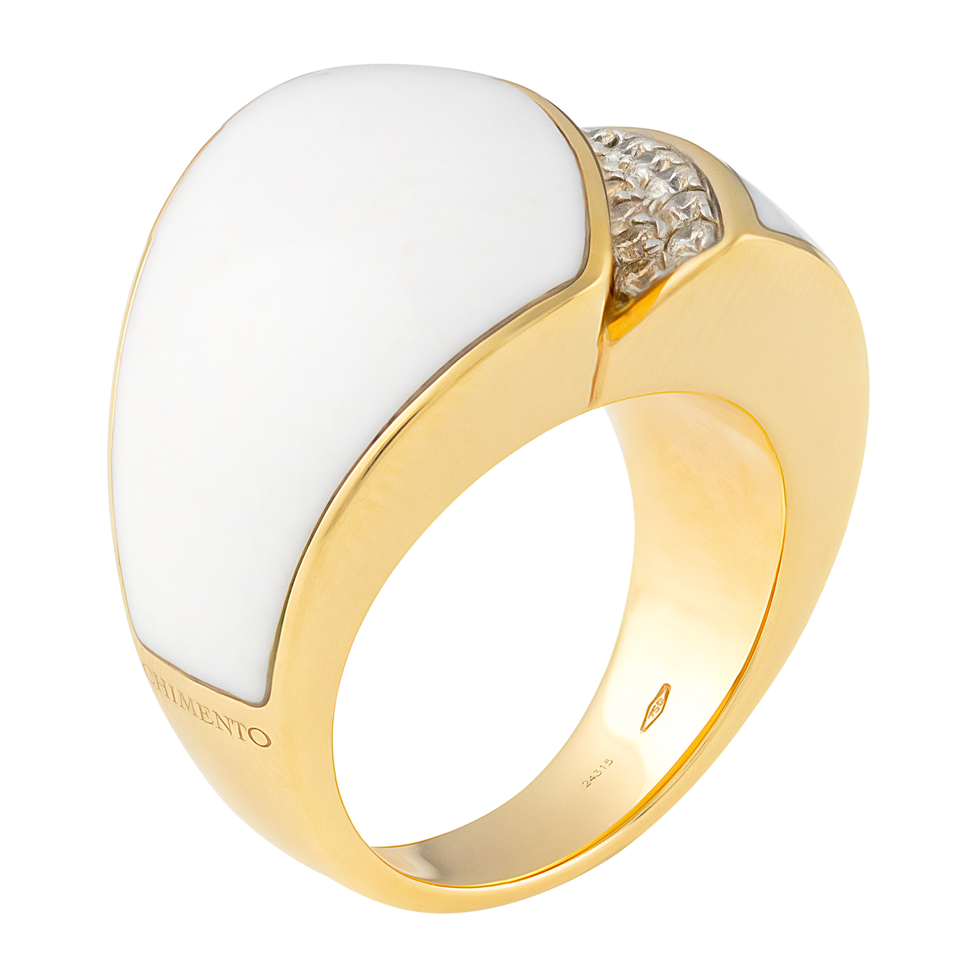 Chimento 18K Rose Gold White Agate & Diamond Ring