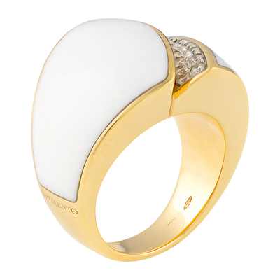 Chimento 18K Rose Gold White Agate & Diamond Ring