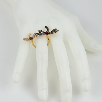 ECJ Collection 18K Rose Gold Diamond Dragonfly Ring