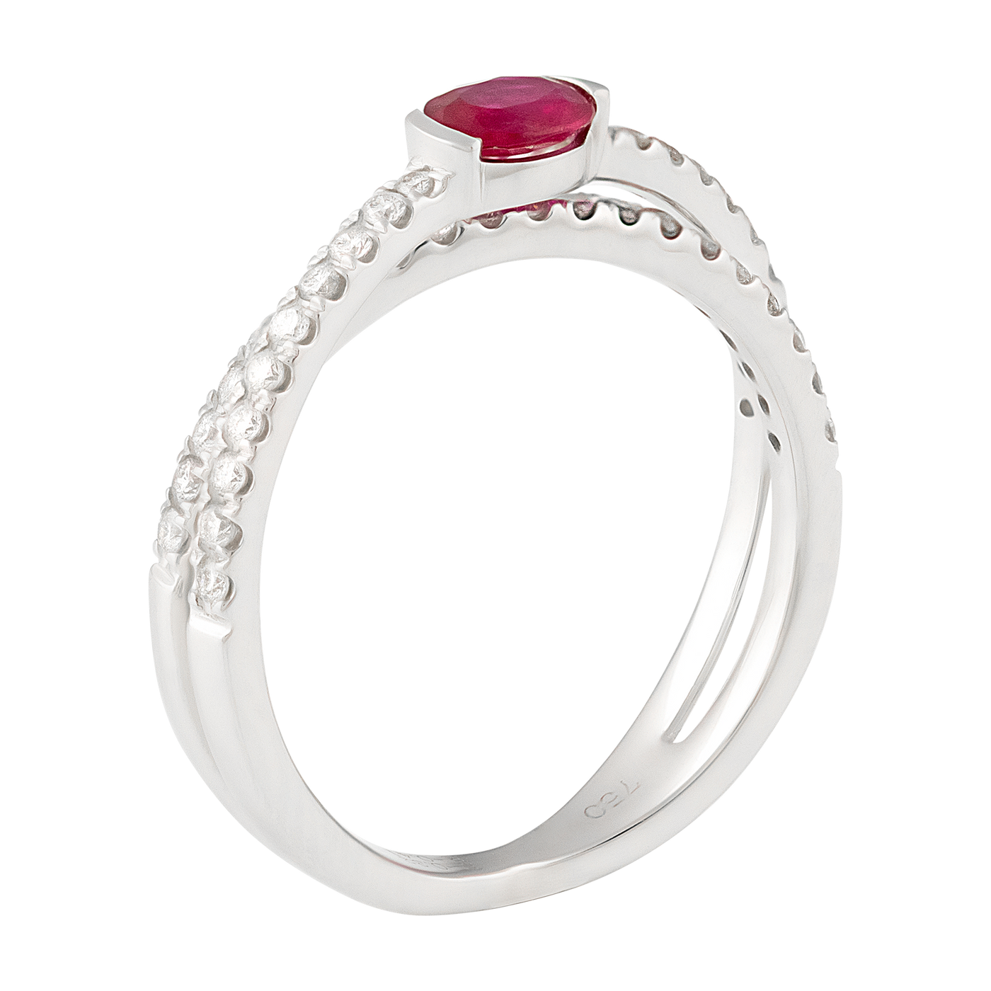 ECJ Collection 18K White Gold Ruby & Diamond Ring