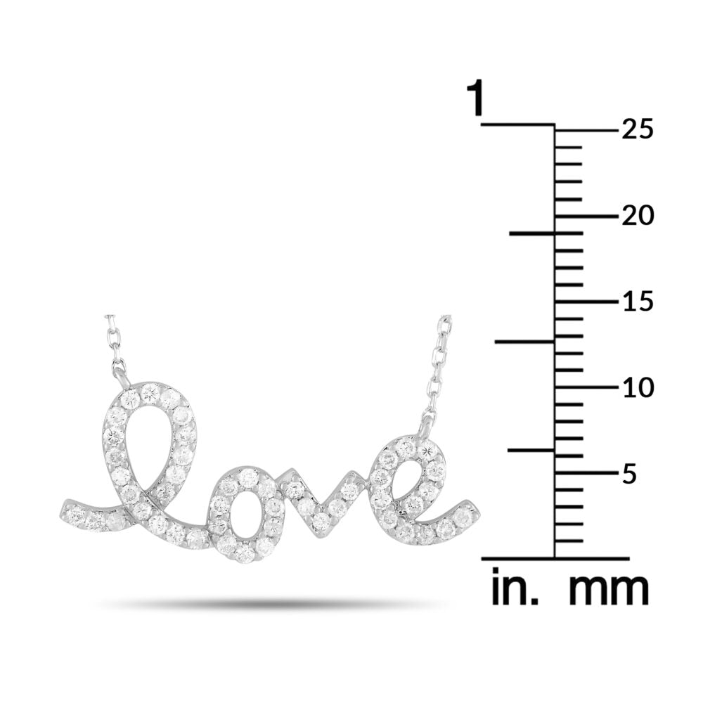 14K White Gold 0.26 ct Diamond Love Pendant Necklace