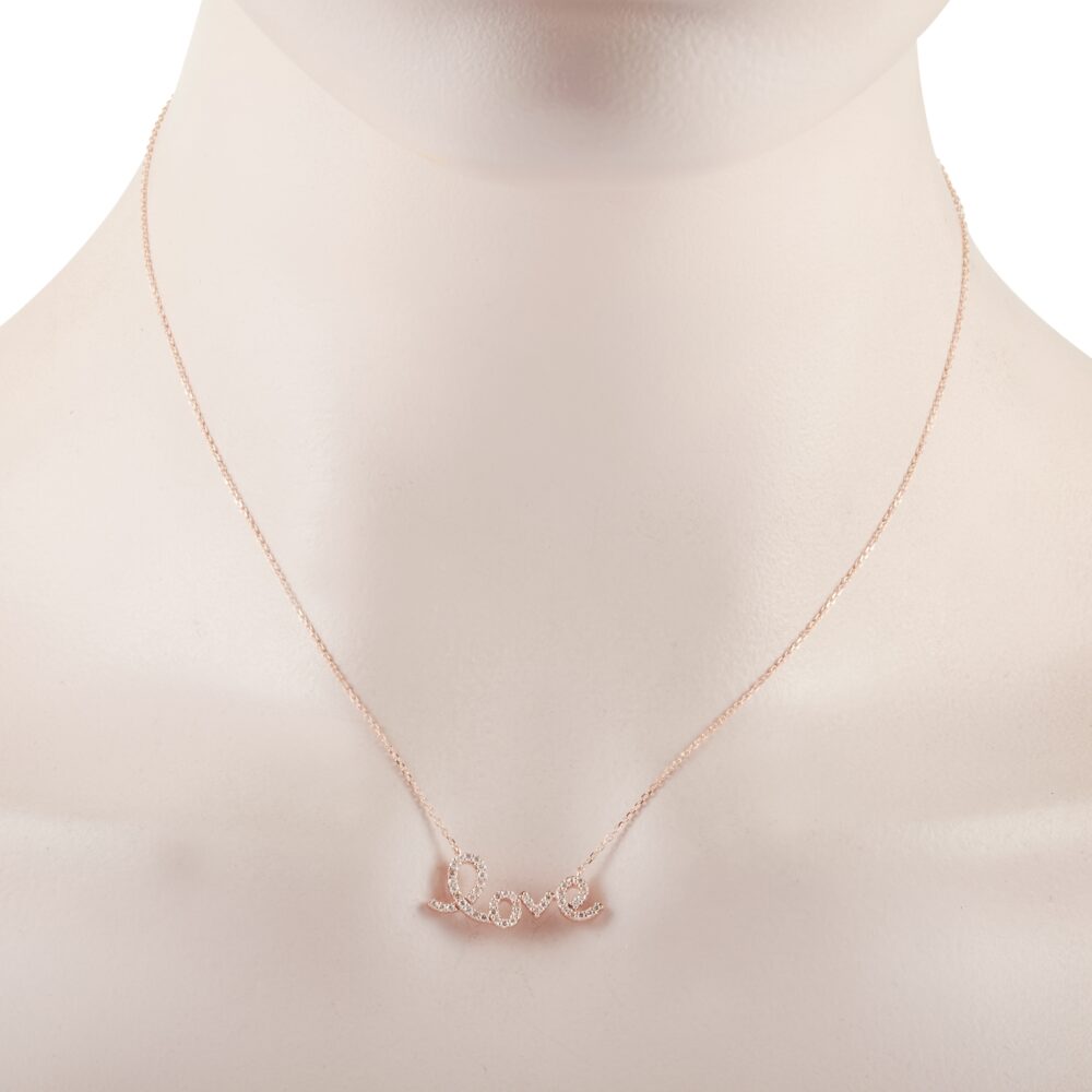 14K Rose Gold 0.26 ct Diamond Love Pendant Necklace