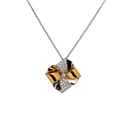 Luca Carati 18K White & Rose Gold Diamond Bow-Knot Pendant Necklace
