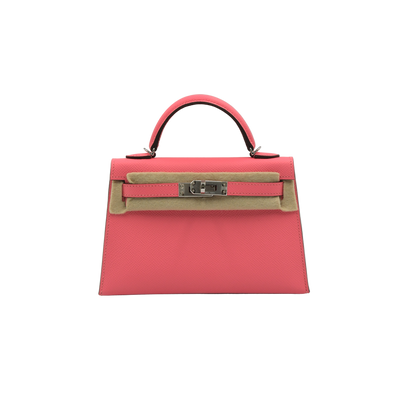 Hermes 2024 Mini Kelly Sellier 20 Rose Azalee Epsom with Palladium Hardware