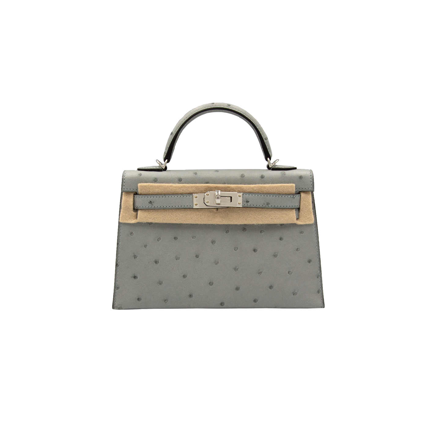 Hermes 2025 Mini Kelly 20 Sellier Blue Glacier Ostrich with Palladium Hardware