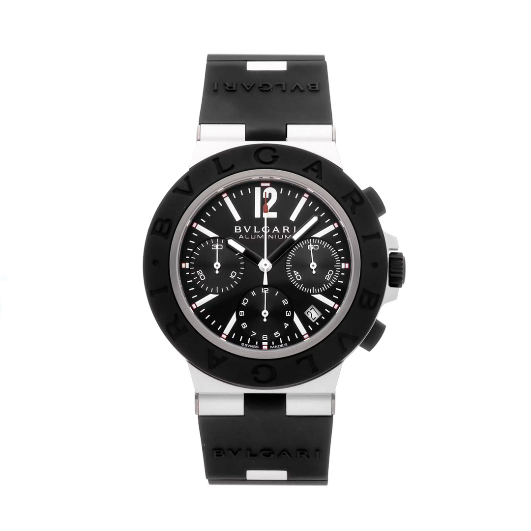 Bvlgari Aluminium Chronograph Black Dial Aluminium Titanium Rubber