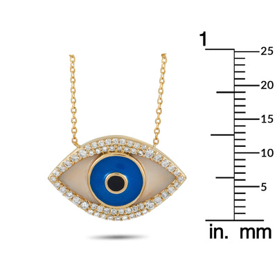 14K Yellow Gold 0.38 ct Diamond Evil Eye Necklace