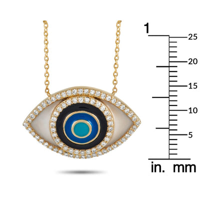 14K Yellow Gold 0.40 ct Diamond Evil Eye Necklace