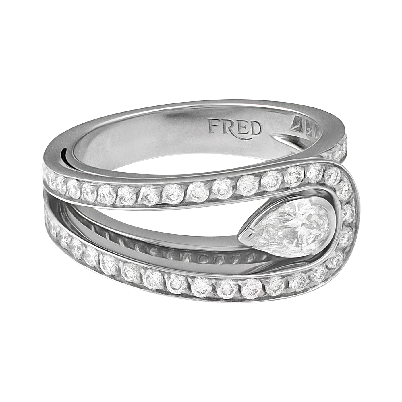 Fred of Paris Platinum Pear Diamond Ring