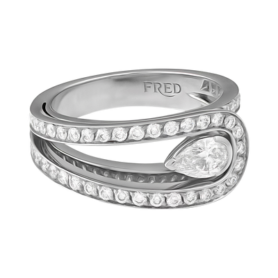 Fred of Paris Platinum Pear Diamond Ring