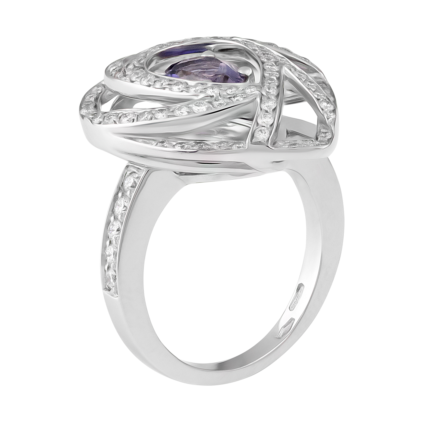Luca Carati 18K White Gold Diamond & Iolite Ring