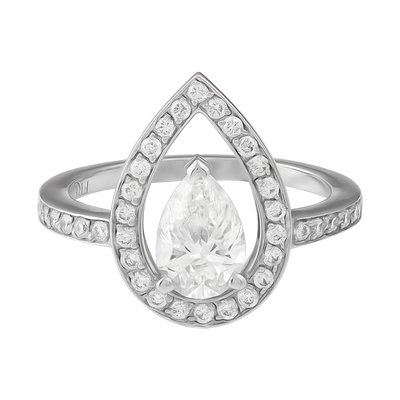 Fred of Paris Platinum GIA Pear Diamond Ring