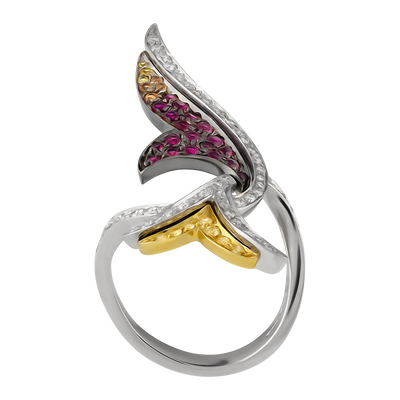 Stefan Hafner 18K White Gold Diamond & Sapphire & Ruby Ring