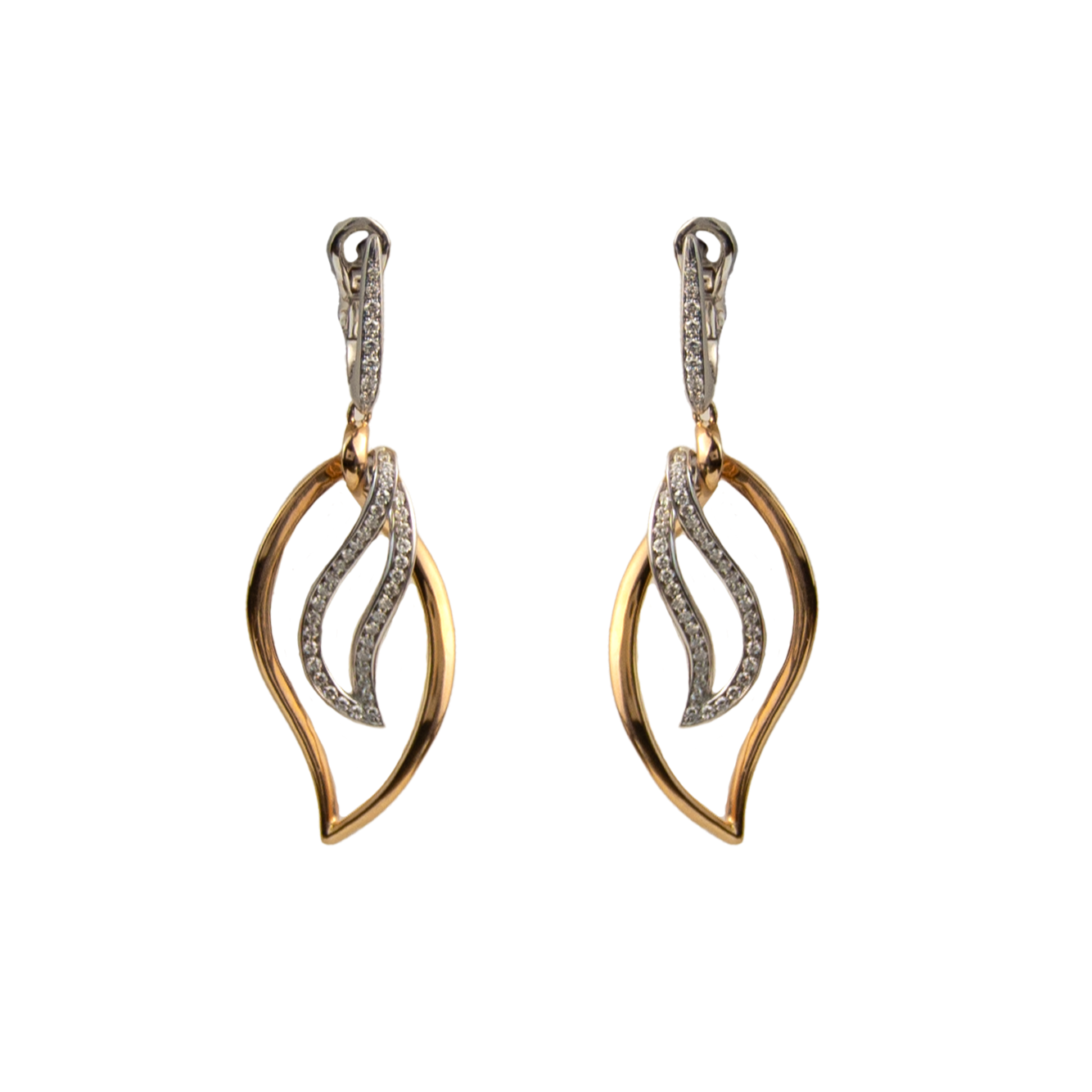 Luca Carati 18K White & Rose Gold Diamond Leaf Earrings