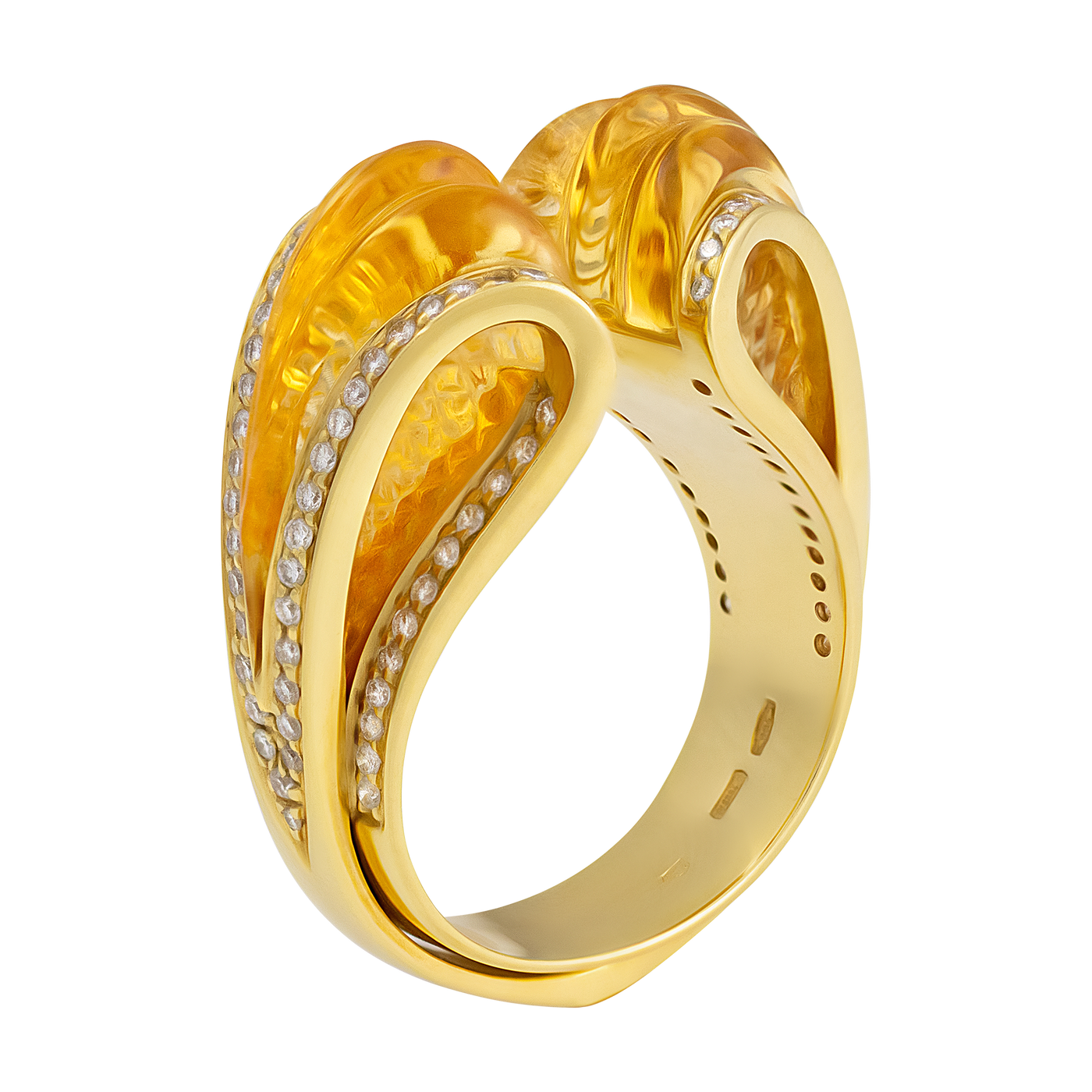IO SI 18K Yellow Gold Diamond & Citrine Ring